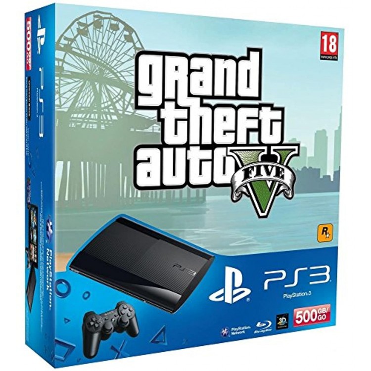 CONSOEL SONY PS3 ULTRA SLIM 500 GO + 1 MANETTE + GTA 5